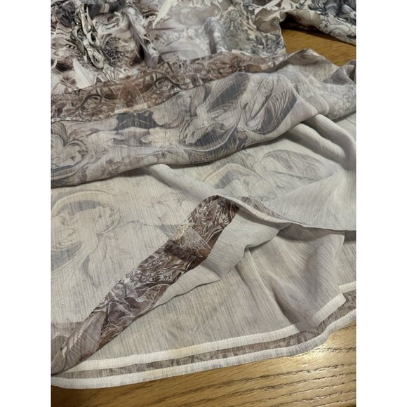 One World Live & Let Live Blouse Sz 1X Artsy Floral Lightweight Lined Tie Sleeve - Picture 9 of 15